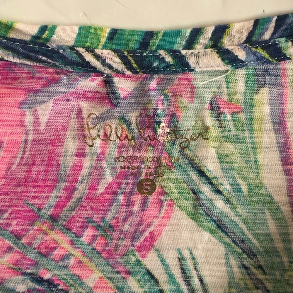 LILLY PULITZER Fern Print V Neck Short Sleeve T SHIRT S - Picture 3 of 8